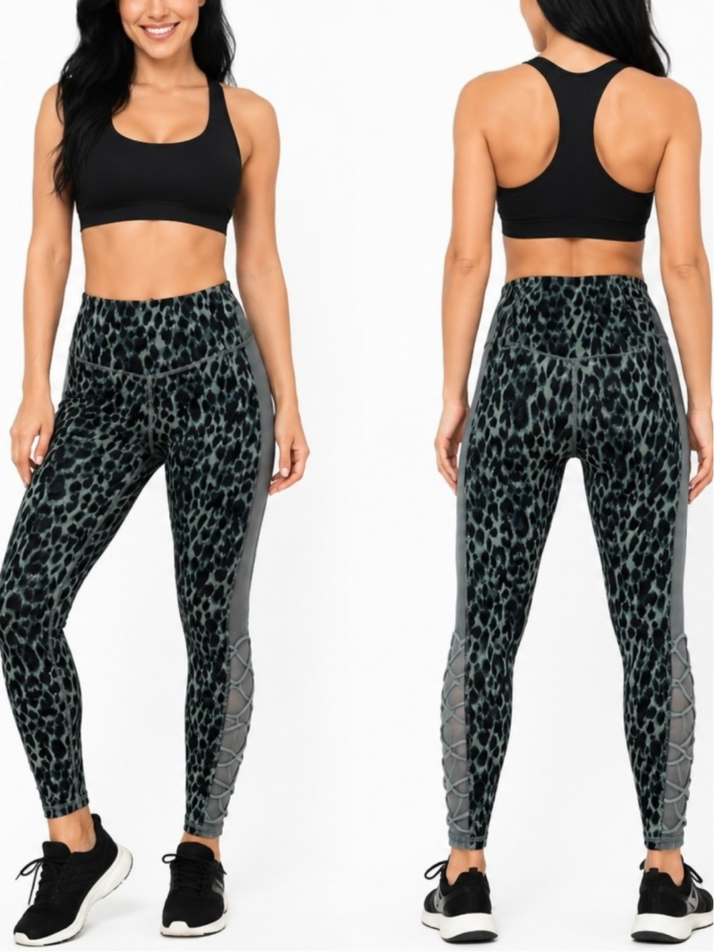 Victoria Secret | NWOT Black/Olive Leopard Print High-Waist Active Leggings (S)